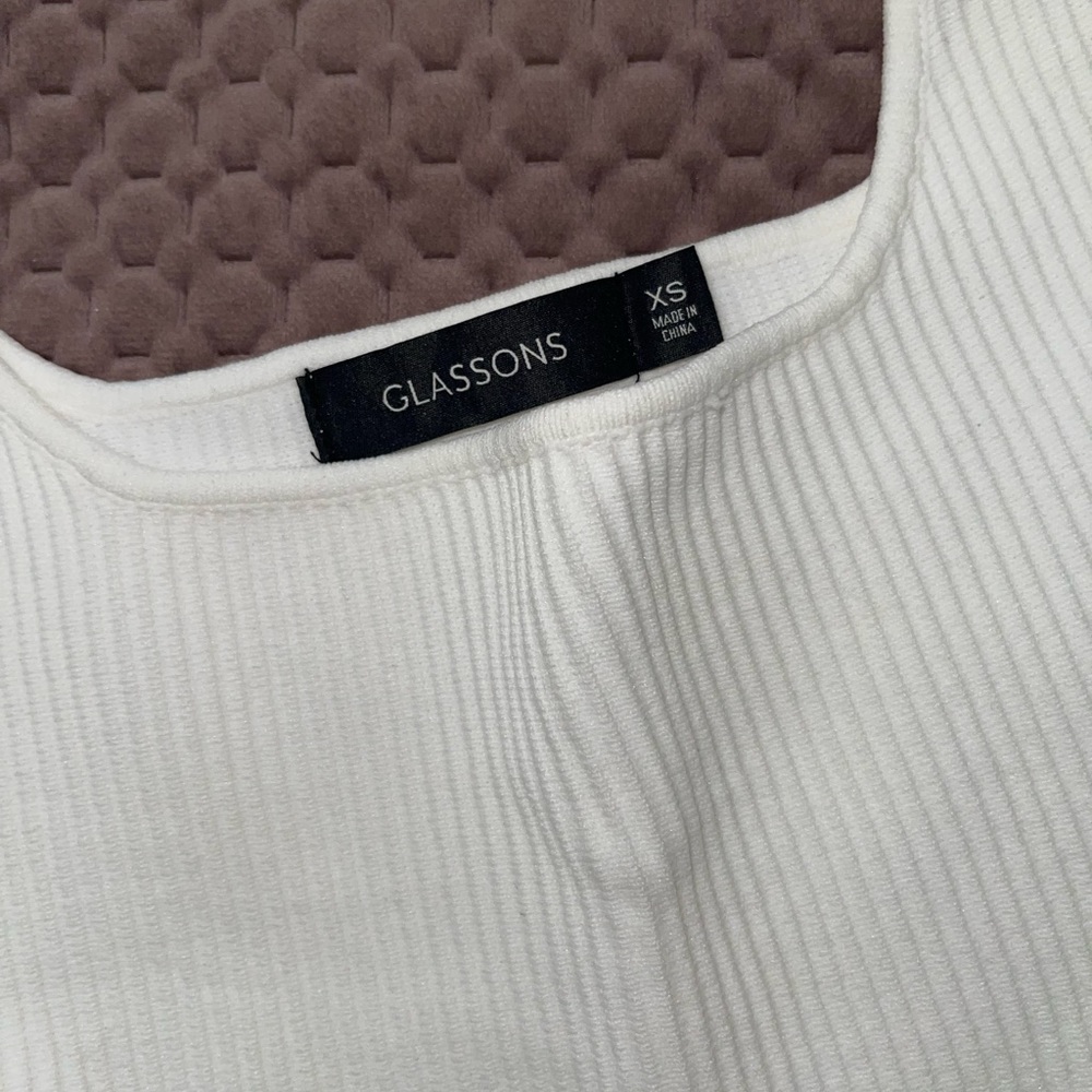 White Ribbed Crop Top - Picture 3 of 3